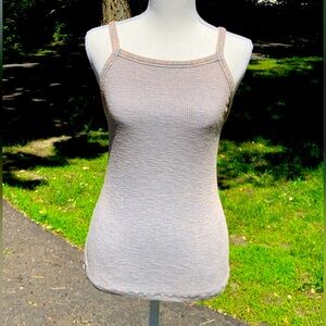Pink and Gray washed spaghetti strapped ribbed tank, by Kori!